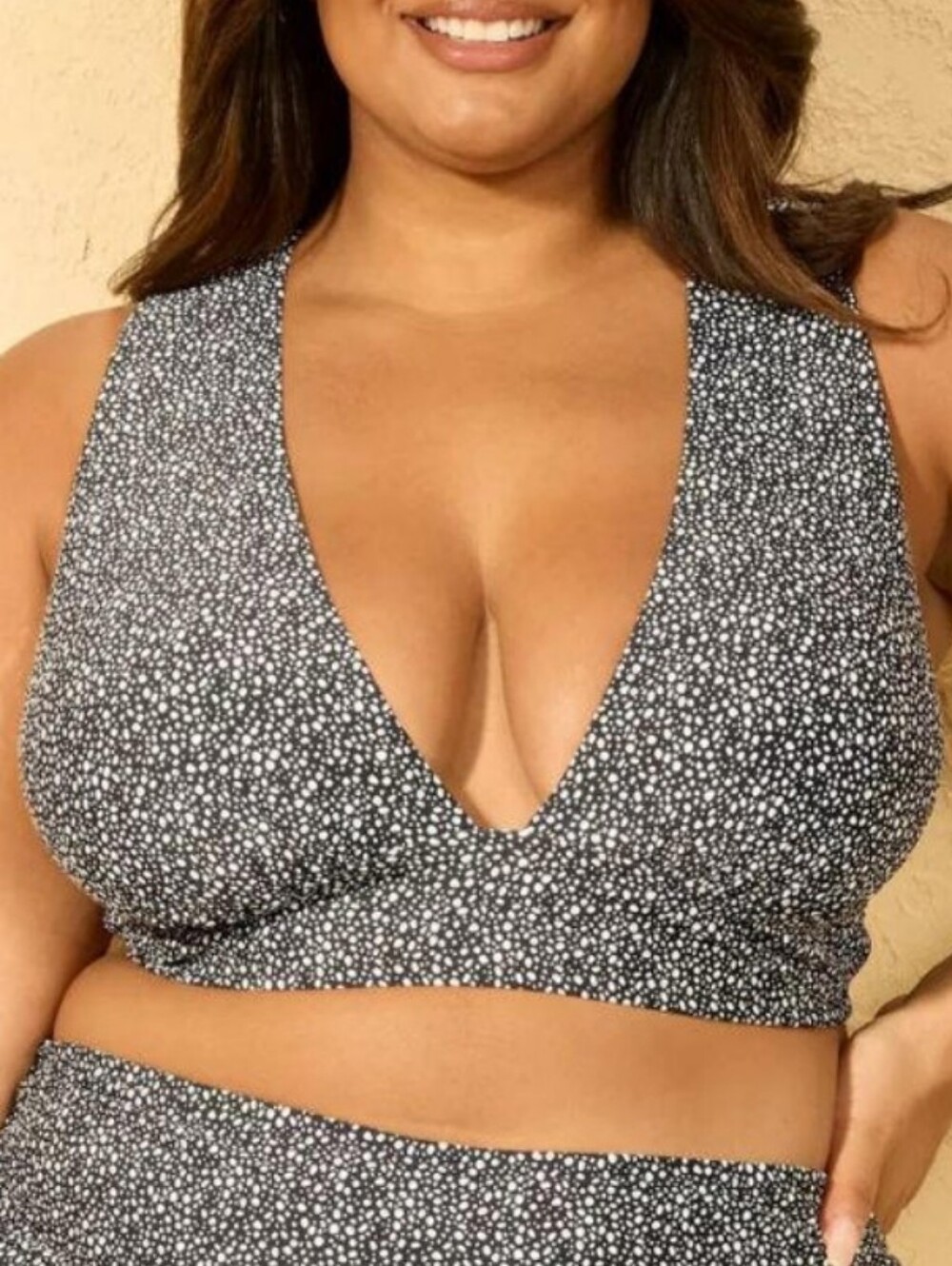 Shade & Shore Triangle Halter Plunge V-Neck Cross Back Bikini Top, Sz X(14/16)